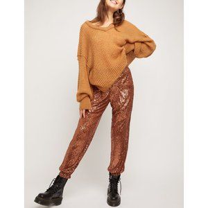 NWT Free People Morelia Sequin Jogger / Bronze
